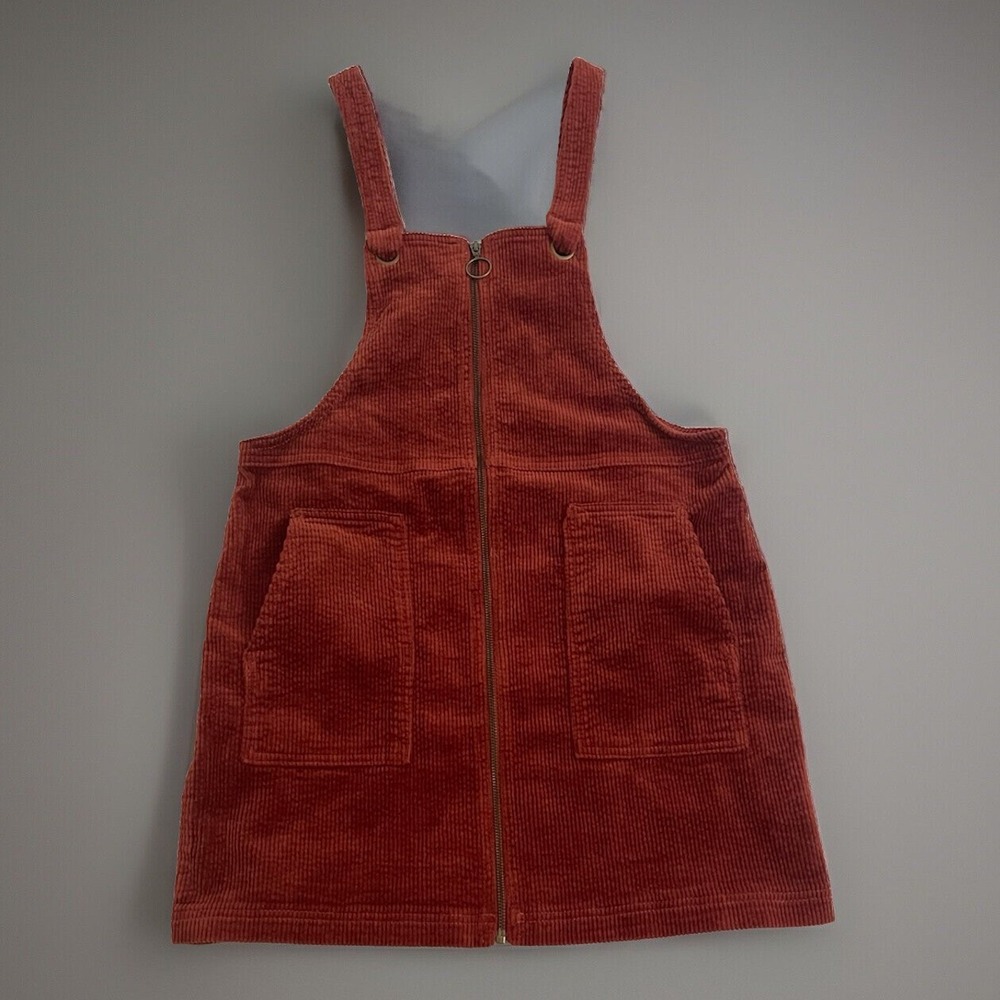 Wild Fable Rust Orange Corduroy Pinafore Zip Front Dress Womens Medium